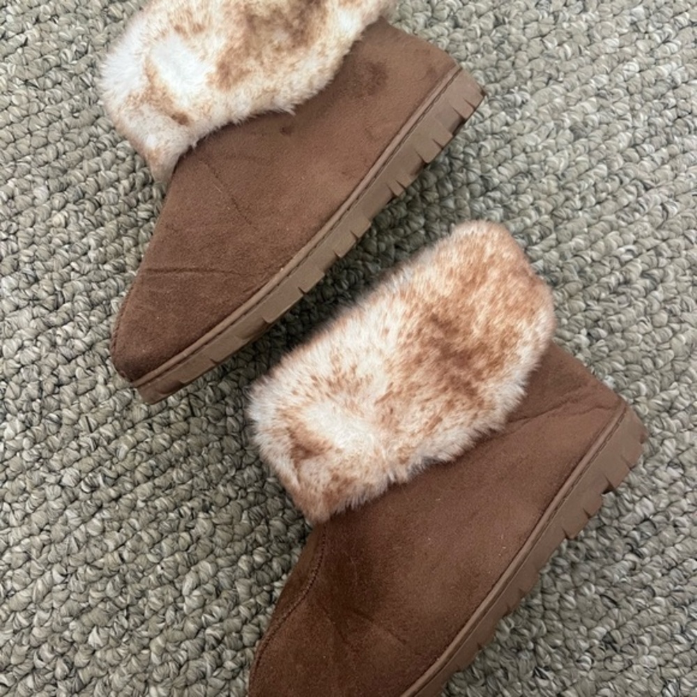 Cozy Brown Faux Fur Ankle Slippers